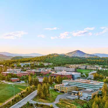 Aerial image of UBC's Okanagan campus in Kelowna, BC
