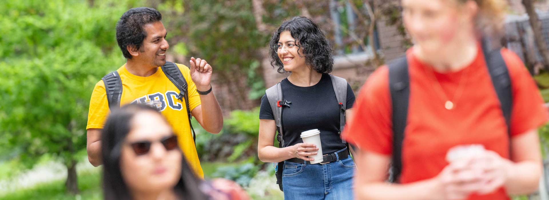 Two students walking on UBC campus