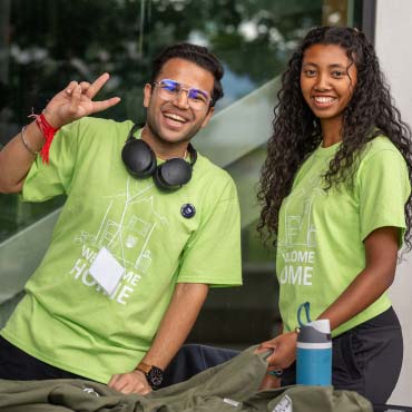 Residence Advisors Soumil Chhabra and Narisa Ali at UBC Okanagan's move-in day