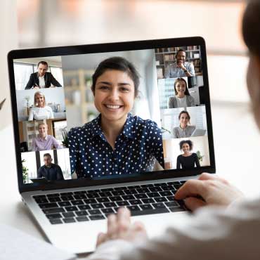 Video call open on laptop