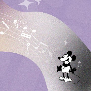 Illustration if Micket Mouse and music notes flying