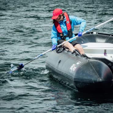 Researchers on a boat – working at the ocean