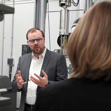 Dr. Joshua Brinkerhoff speaks to attendees during a tour of UBCO’s H2LAB.