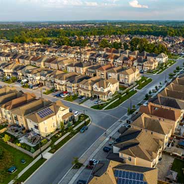 Neighbourhood with rows of homes