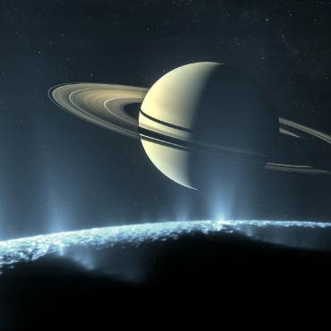 Saturn in space.